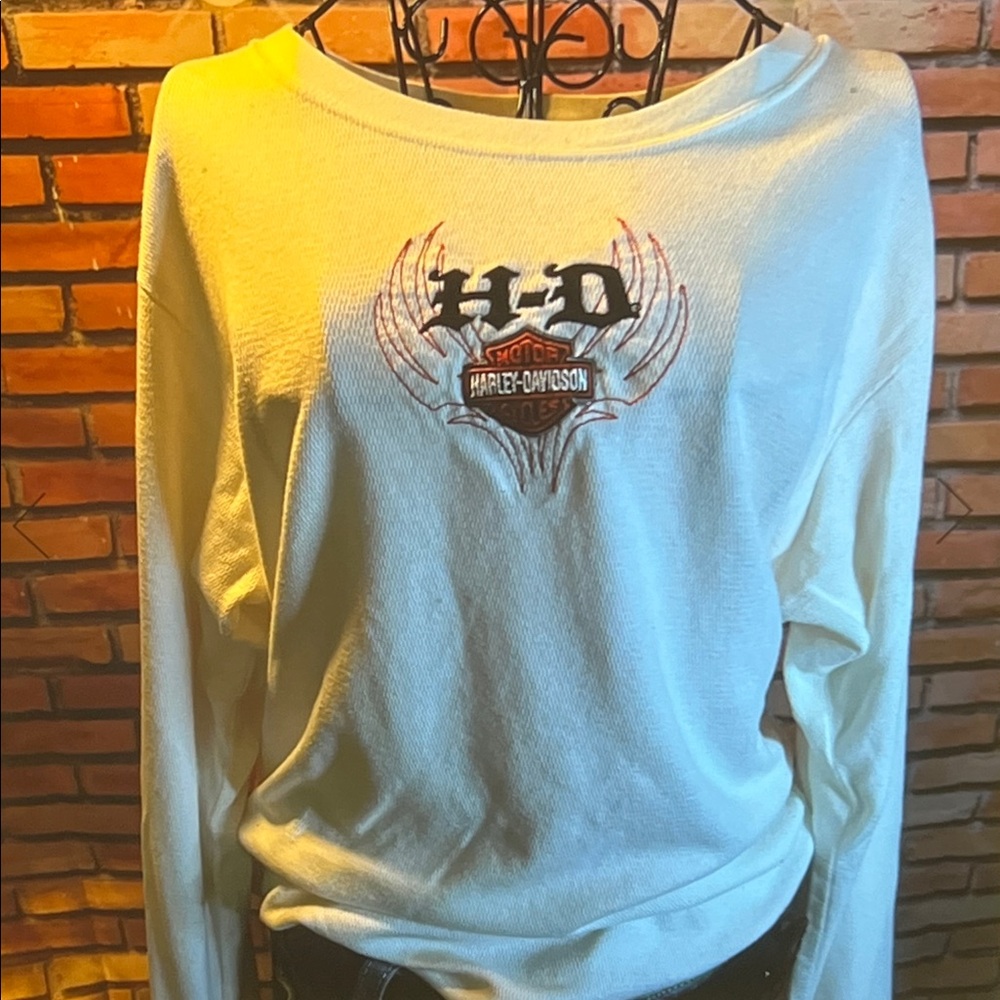 👚 Harley-Davidson Thermal Waffle Long Sleeve – Sz Large / D